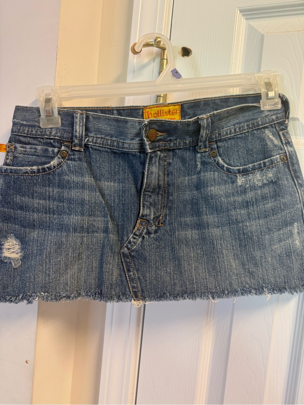 Vintage Y2K Hollister Denim Mini Skirt Size 3 Distressed